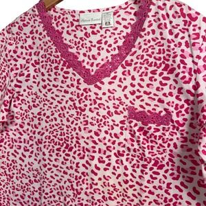 Intimate Essentials Coquette Pink Leopard Print Nightgown M Lace Trim Y2K